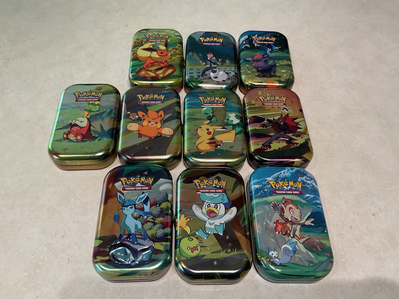 Pokemon Tins Lot of 10 No TCG Cards With Coins & Sticker Cards