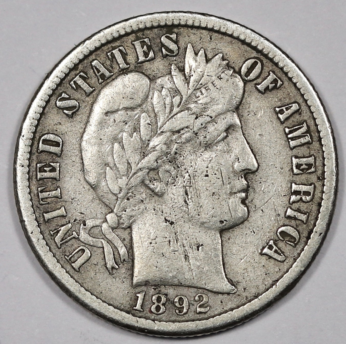 1892-s Barber Dime.  VF.  211831
