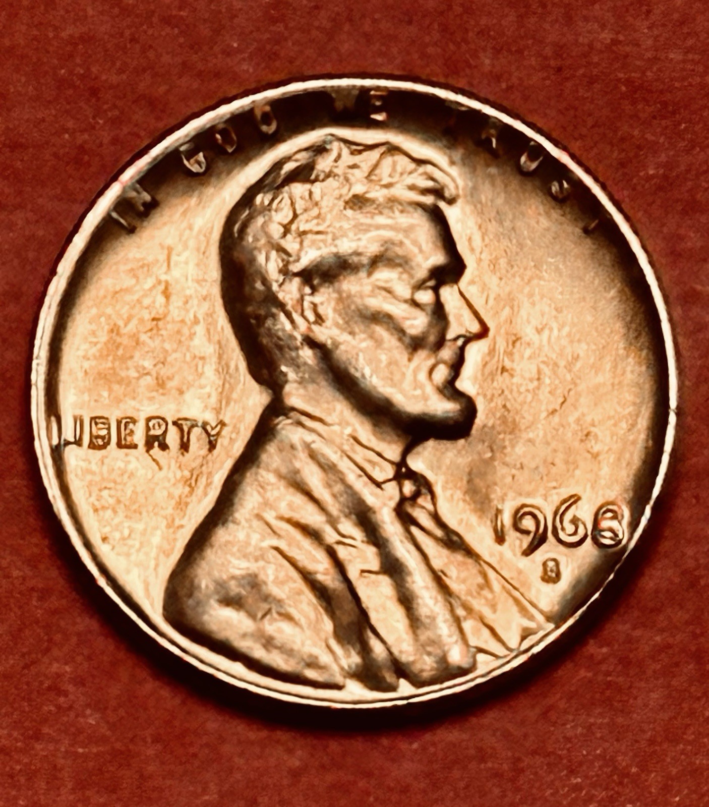 1968-S LINCOLN MEMORIAL BU RED USA 🇺🇸 CENT DDO ON “S” MINT MARK #M19