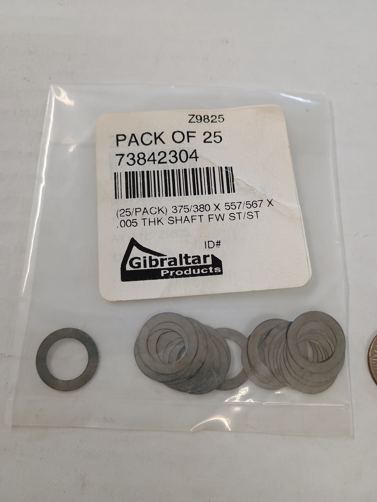 Gibraltar SS Shims 375/380 x 557/567 x .005 THK Shaft FW 25 pcs
