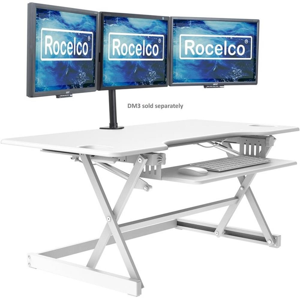 Rocelco 46" Large Height Adjustable Standing Desk Converter - White
