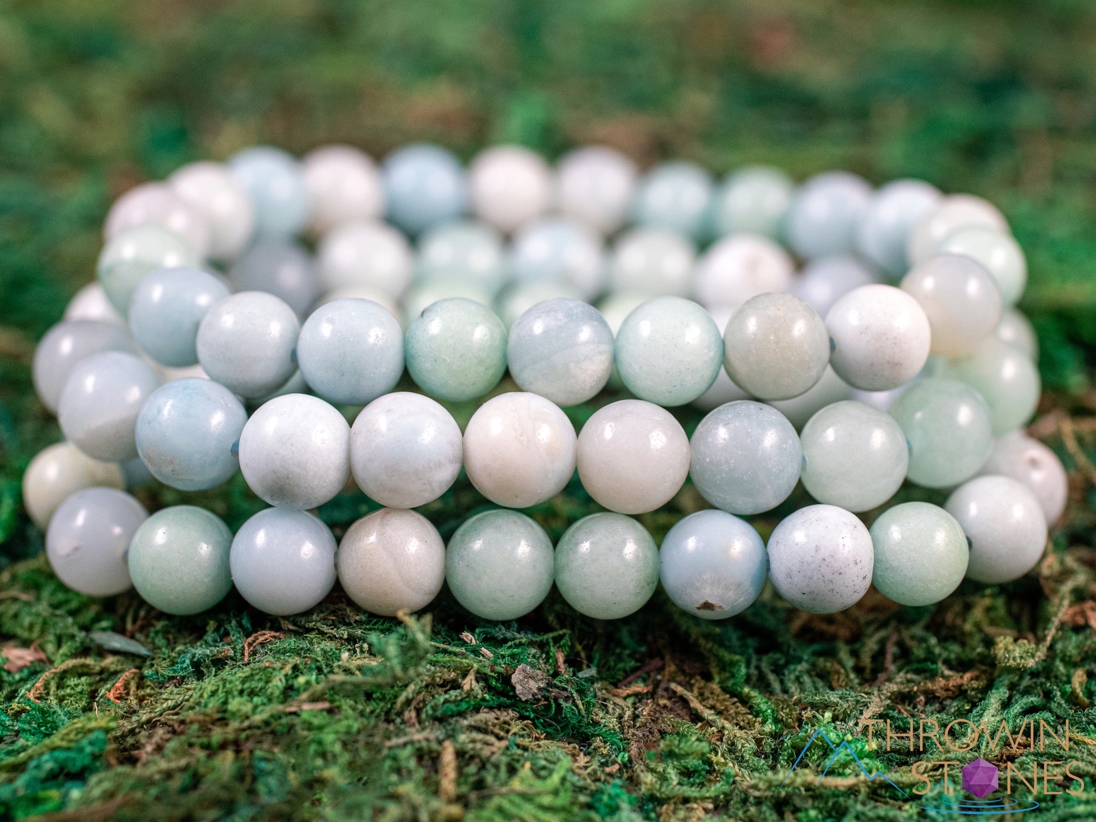AMAZONITE Crystal Bracelet, Round Beads - Beaded Handmade Healing Jewelry, E0603
