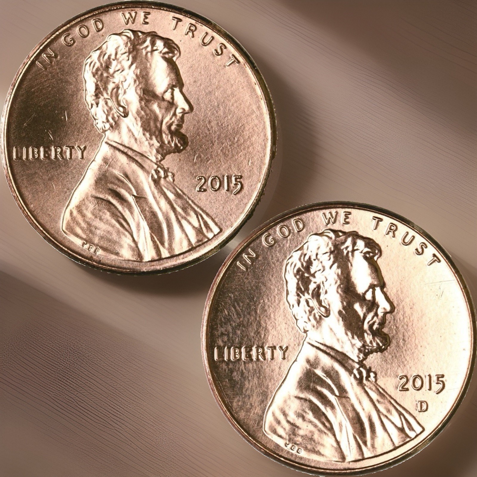 2015 P D Lincoln Shield Cent Brilliant Uncirculated 2 Coin Year Set