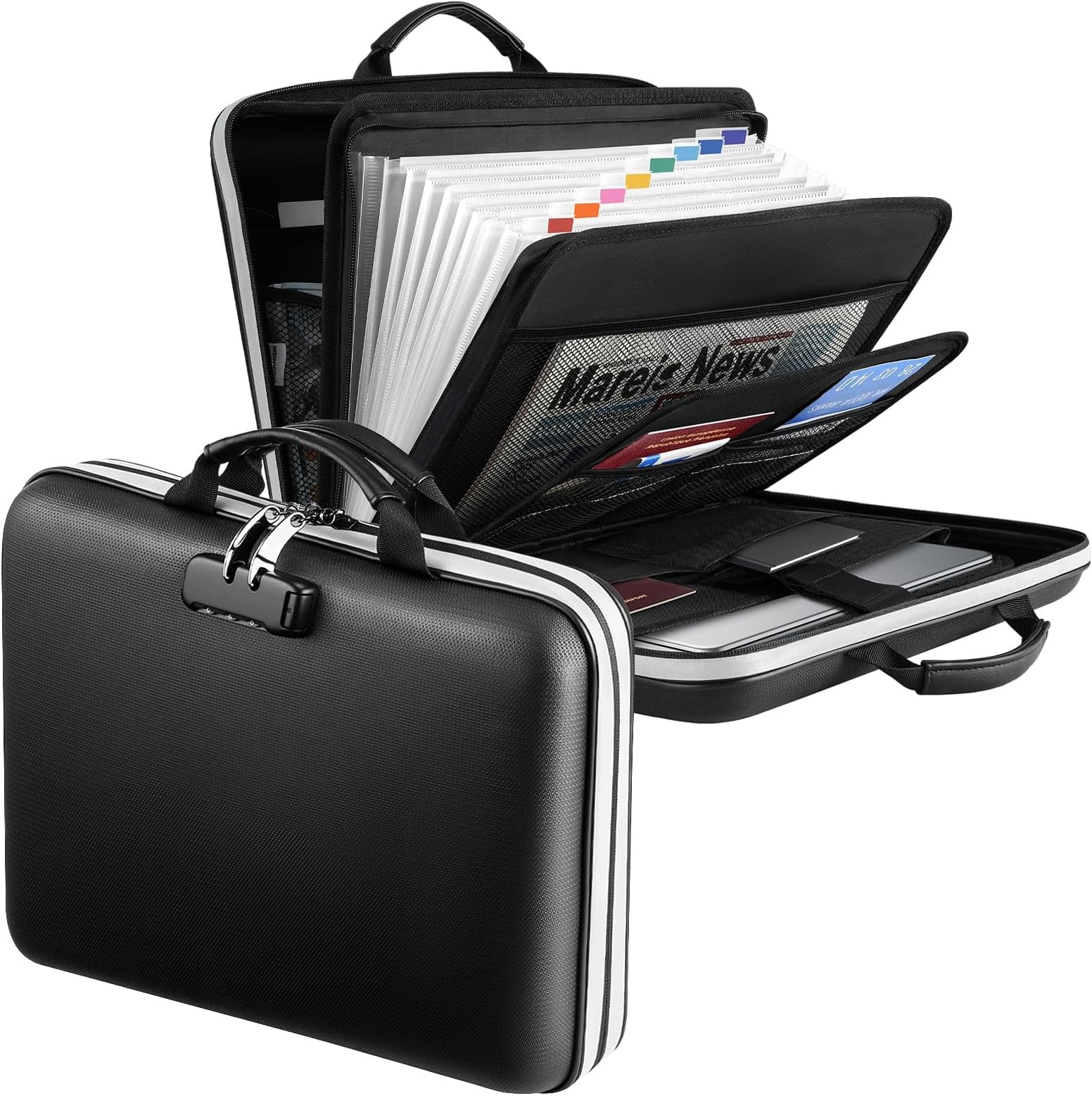 Dadanism 5200℉ Fireproof File Organizer with Combination Lock, Hard Shell Mul...