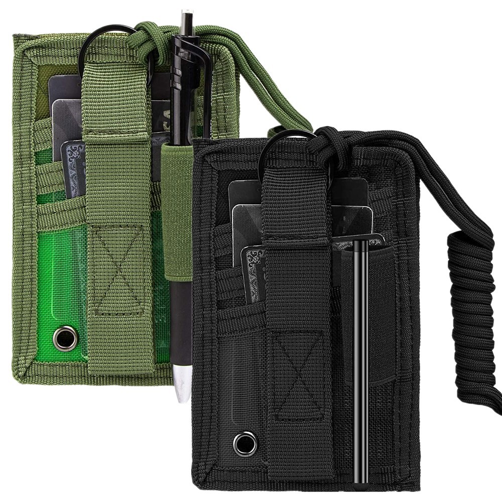 Tactical ID Card Holder with Neck Lanyard Organizer Hook&Loop Patch Badge Holder