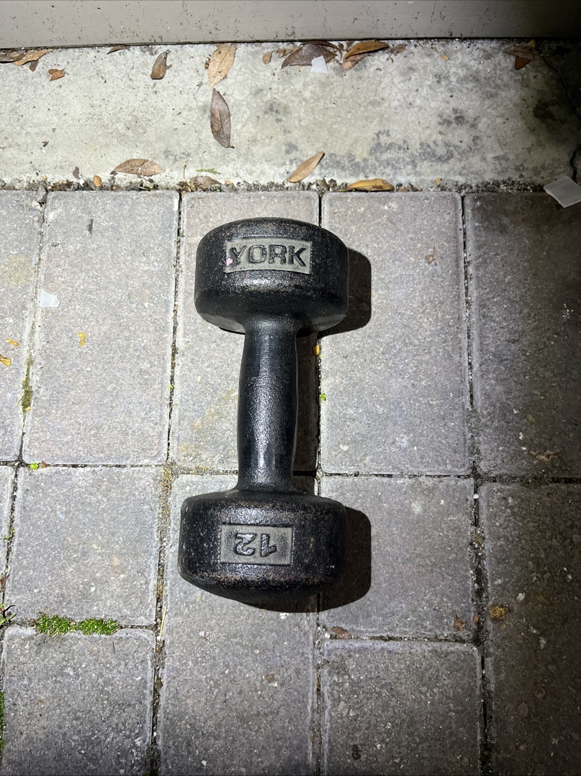 Vintage Single YORK 12 Lb Roundhead Dumbbell USA Cast Iron Weight