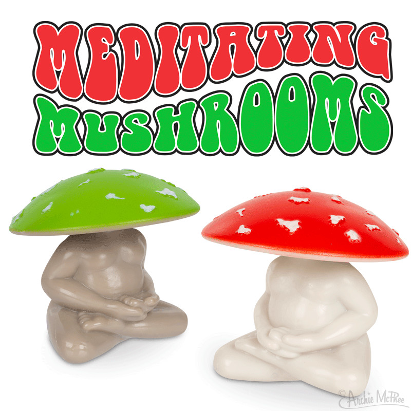 MEDITATING MUSHROOM Archie McPhee - 1 Random Color Per Order ( Red or Green)