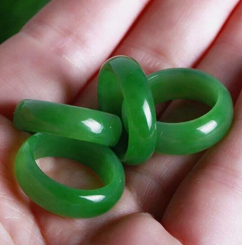 Natural Green Jade Ring Genuine Women Mens Men Reiki Healing 6-13#