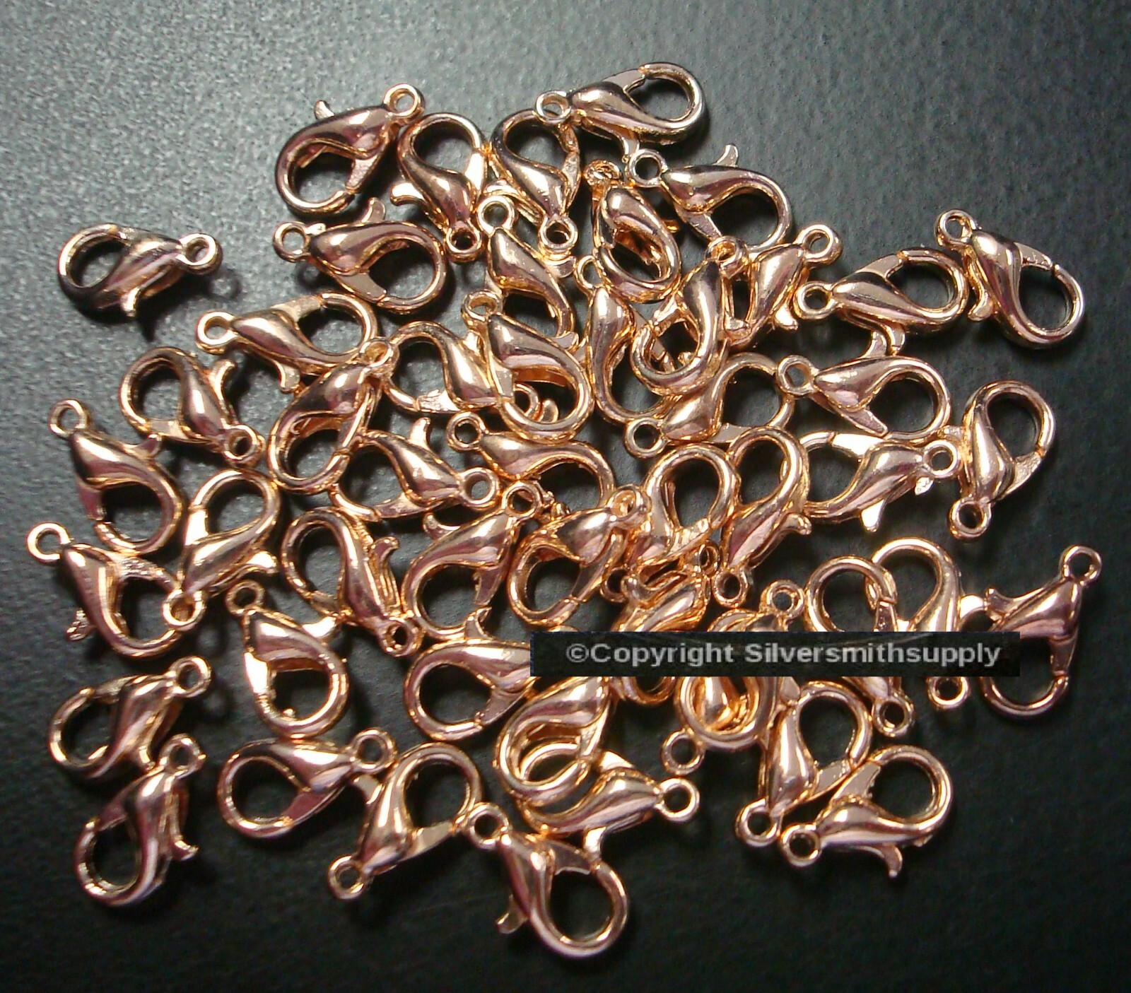 50 Light Rose gold plated metal lobster claw parrot trigger clasps 10mm FPC111B