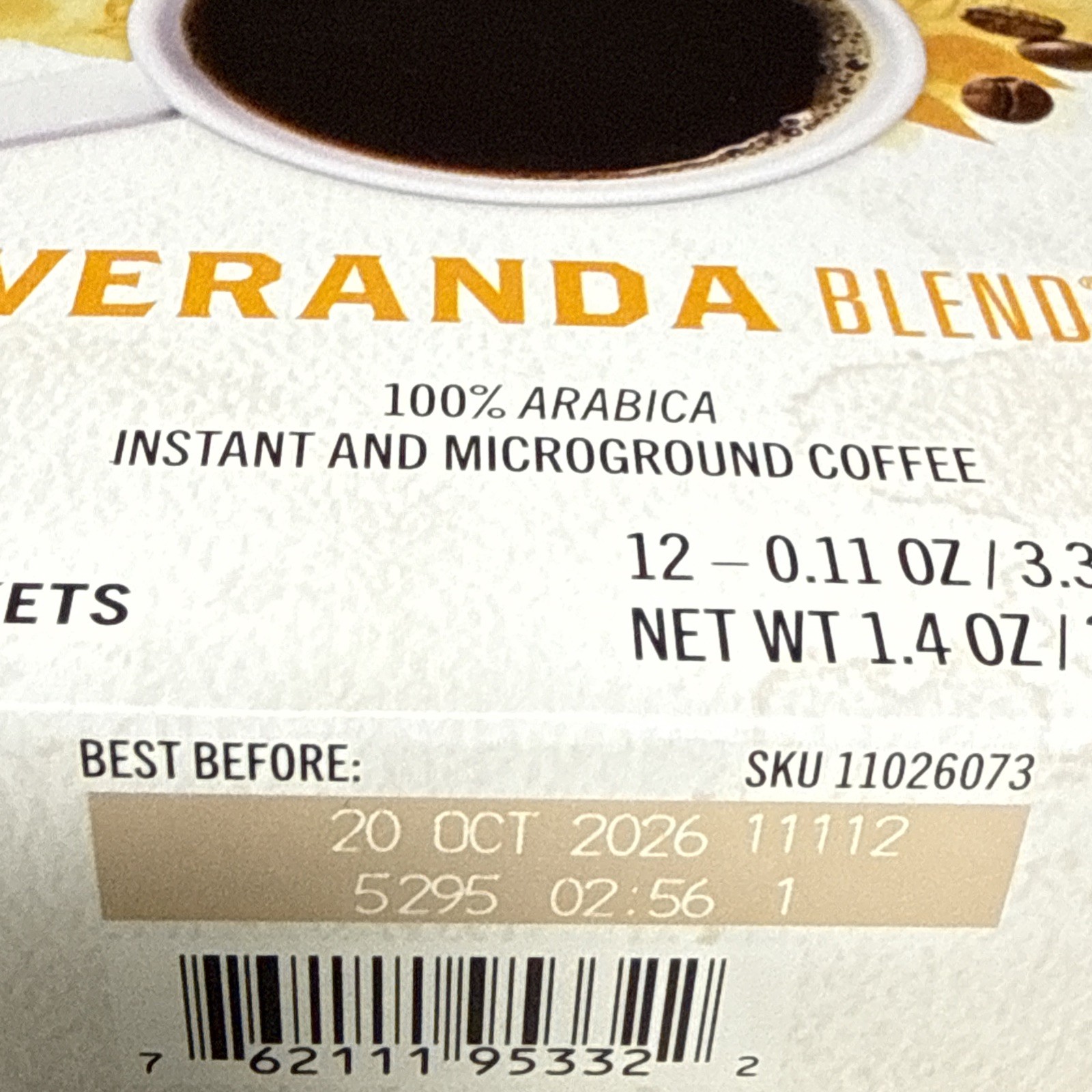 Starbucks via Instant Coffee, Blonde/Veranda Blend, 12 Packets, BB 10/20/2026