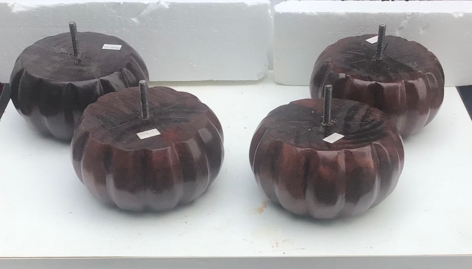 1011MAH Furniture Feet Chair Ottoman Sofa Mahogany Pumpkin Bun 3" tall 2 legs