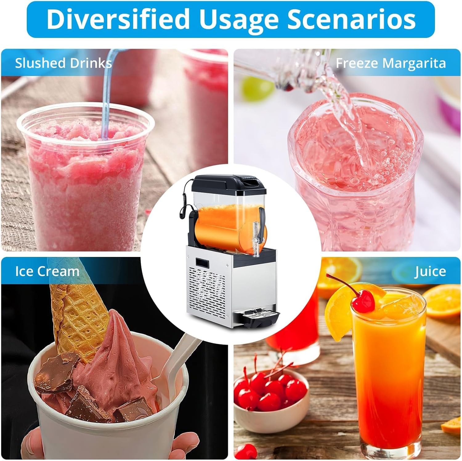 Stainless Steel 12L Frozen Drink Maker, 500W Commercial Grade for Restaurant