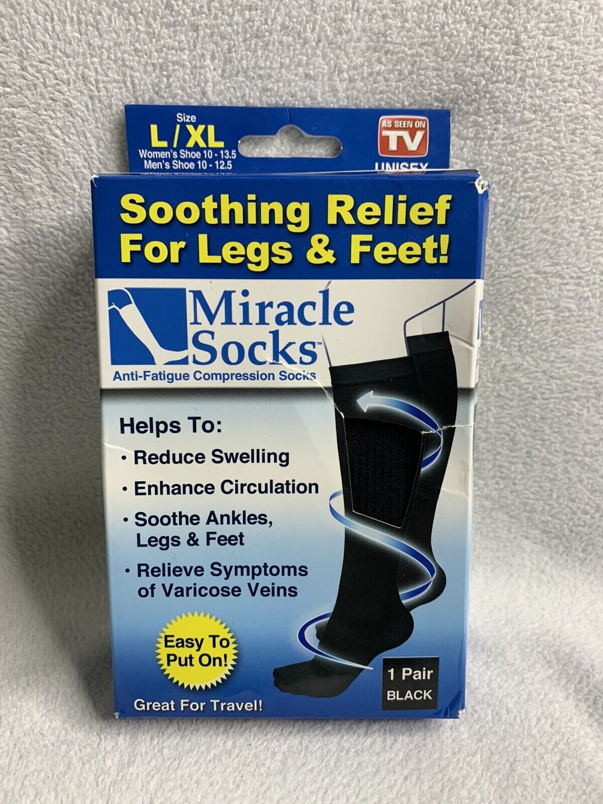 Miracle Socks Anti-Fatigue Compression Socks Pair Size L/XL NIB