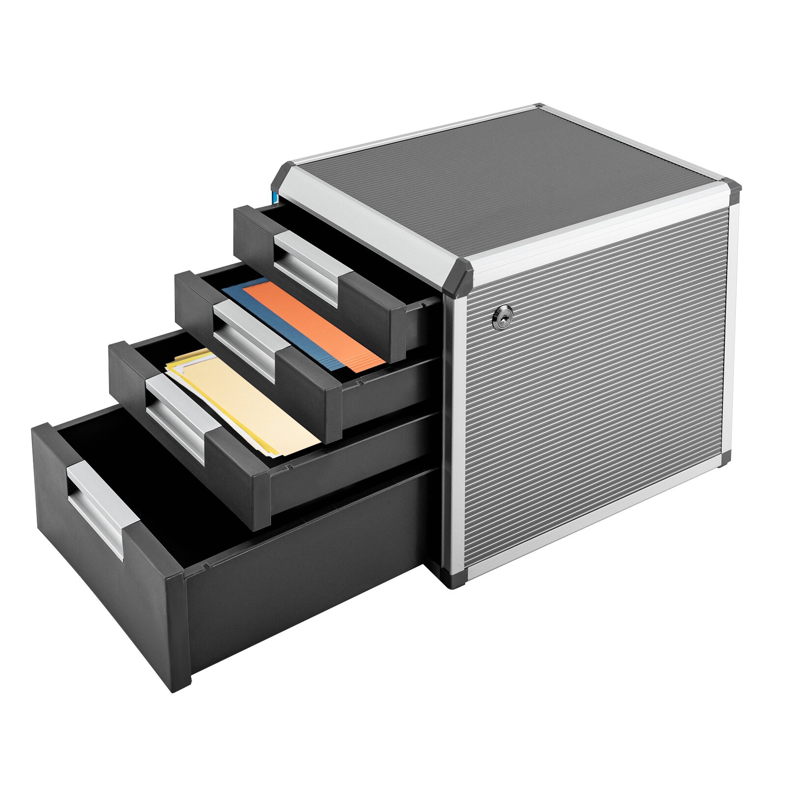 Locking Drawer Cabinet Desk Organizer - Home Office Desktop File Storage Box