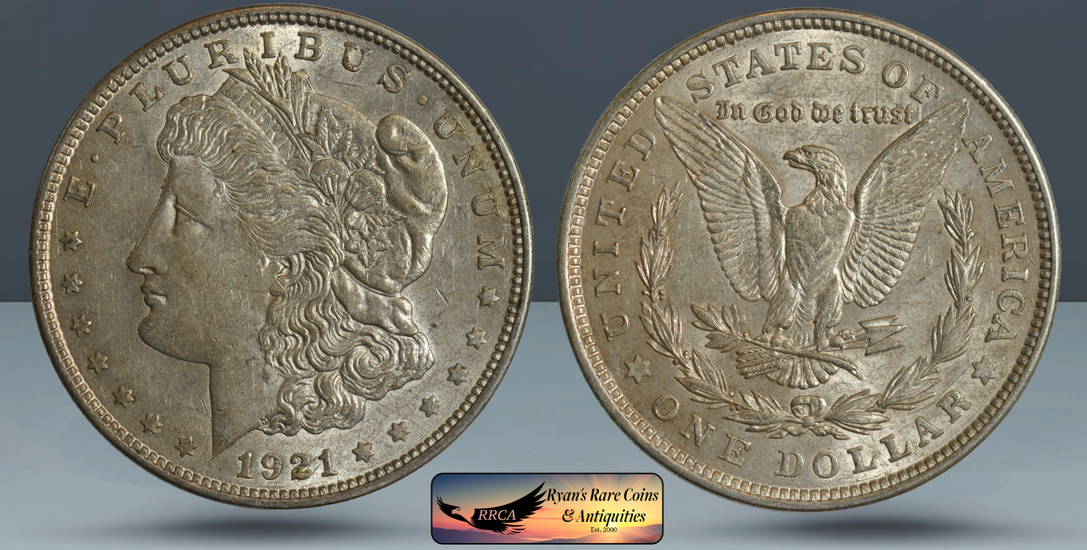 1921 Morgan Dollar, Almost Uncirculated Condition, Silver Dollar, RRCA, C8441