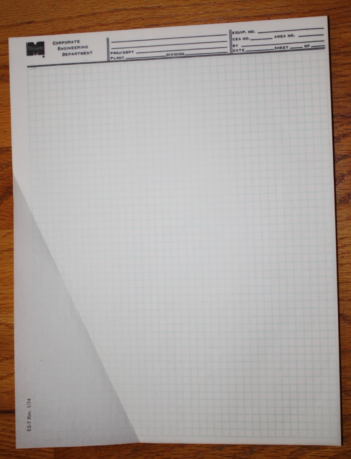 Monsanto Corporate Engineering Department note pad vintage 1980