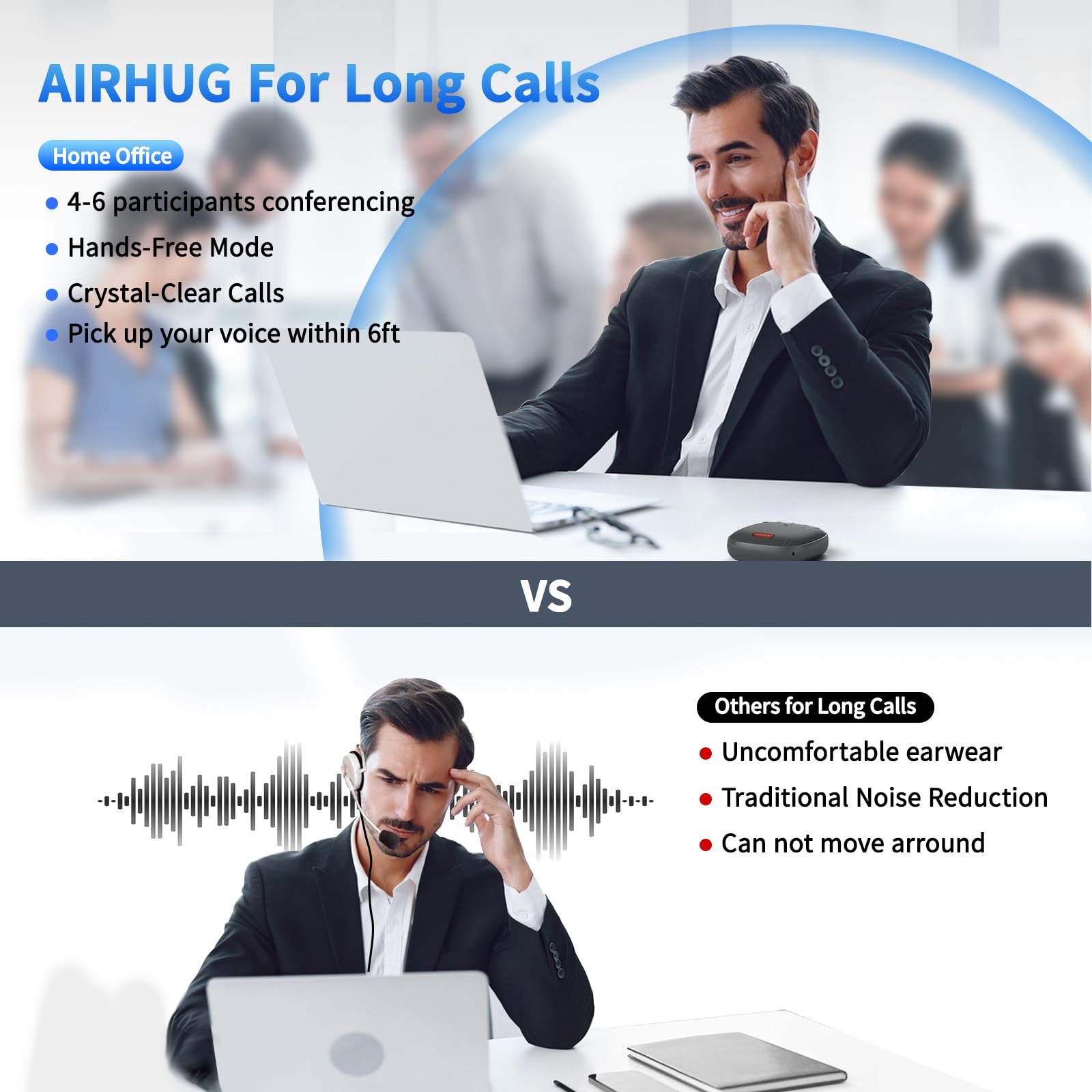 Conference Speaker and Microphone, Bluetooth Speakerphone with 360° Voice Pic...