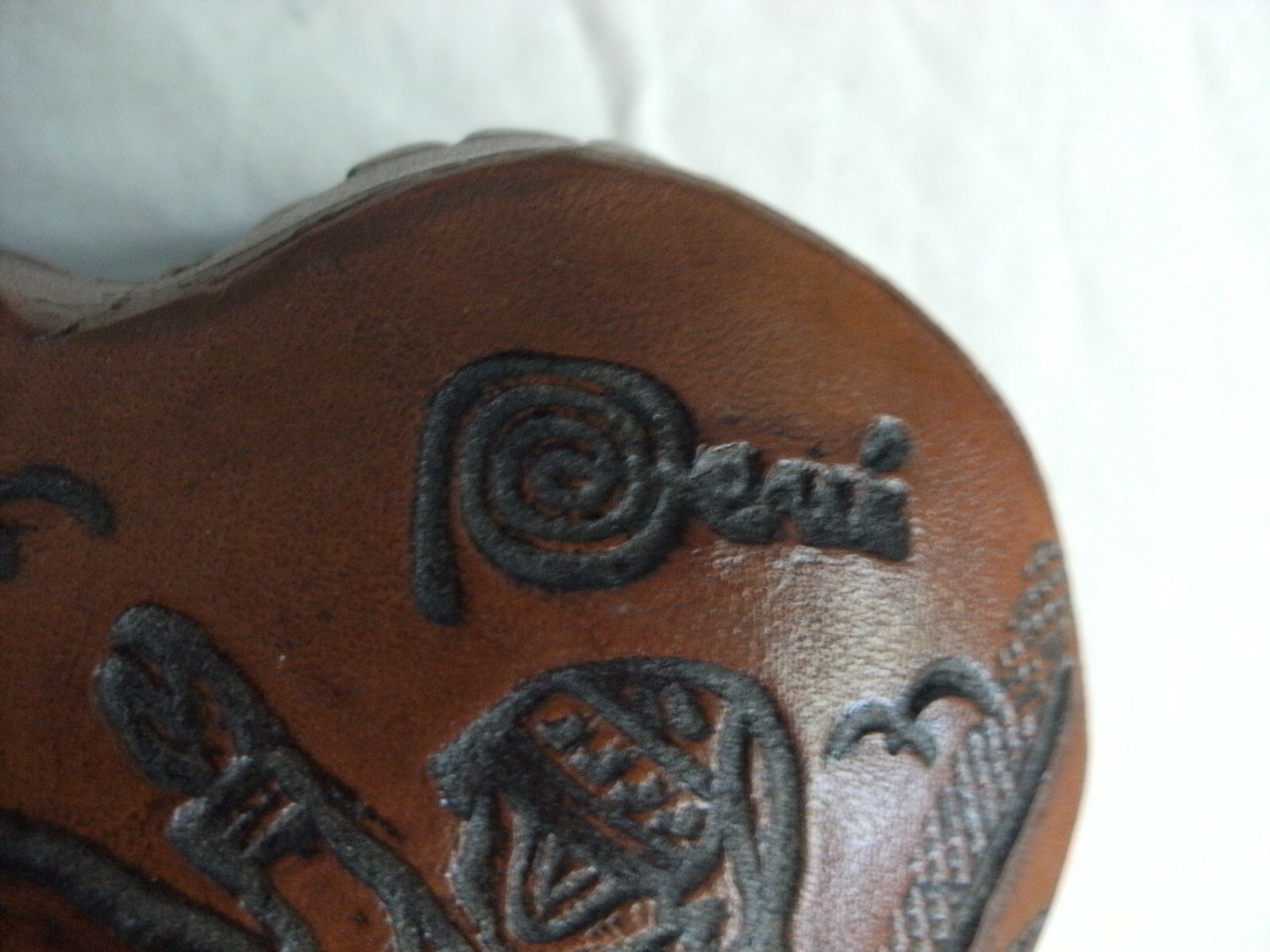 Peruvian Leather Heart shaped Box with Red Lining