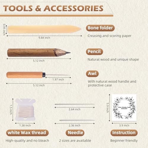 Bamboo Bookbinding Kits with an Awl, Book Binding Cradle, Book Binding