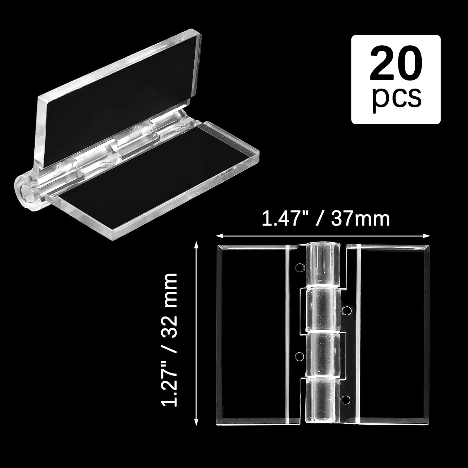 20 Pcs Plastic Hinges Clear, Tranparent Acrylic Hinges Mini Hardware for Box Han