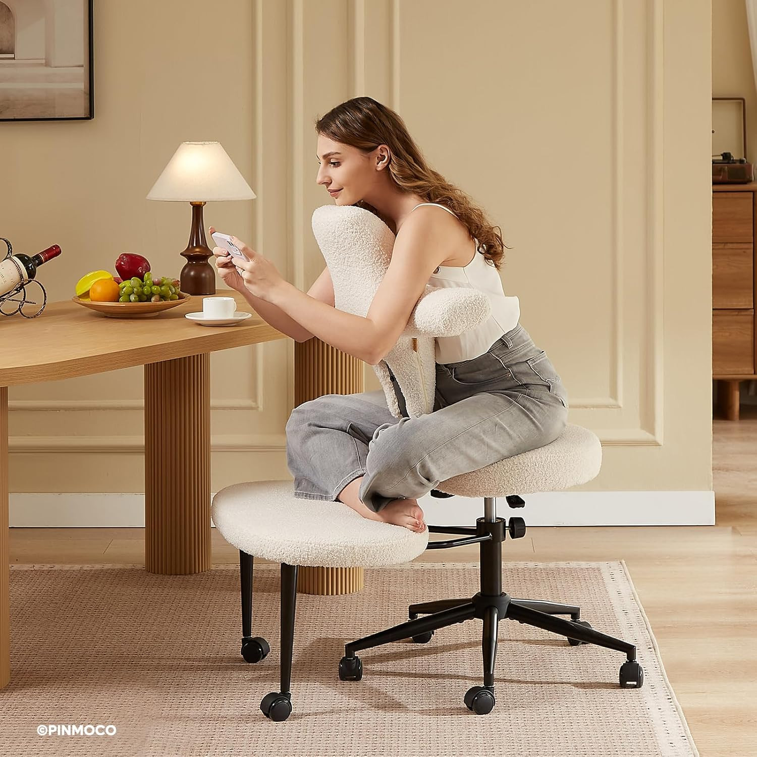 Pinmoco Ergonomic Cross Legged Office Chair Extra Wide for ADHD and Meditation,