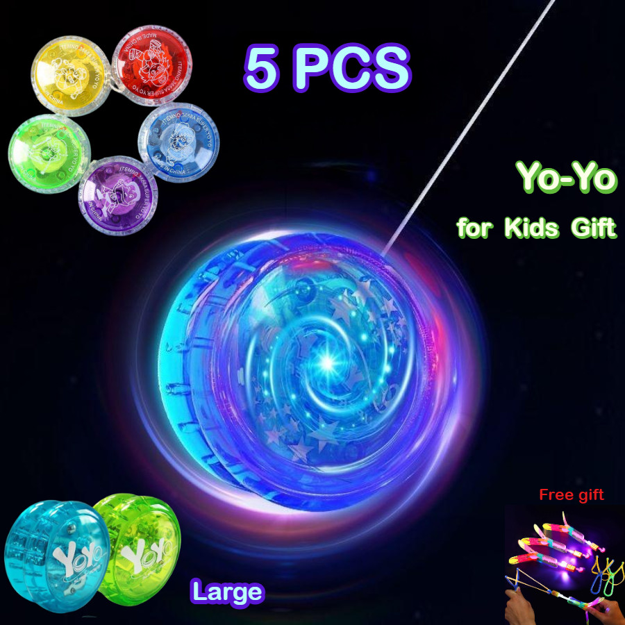 5 PCS LED Light Up Yo-Yos Flashing Yoyo Kids Toy Boys Girls Party Favors