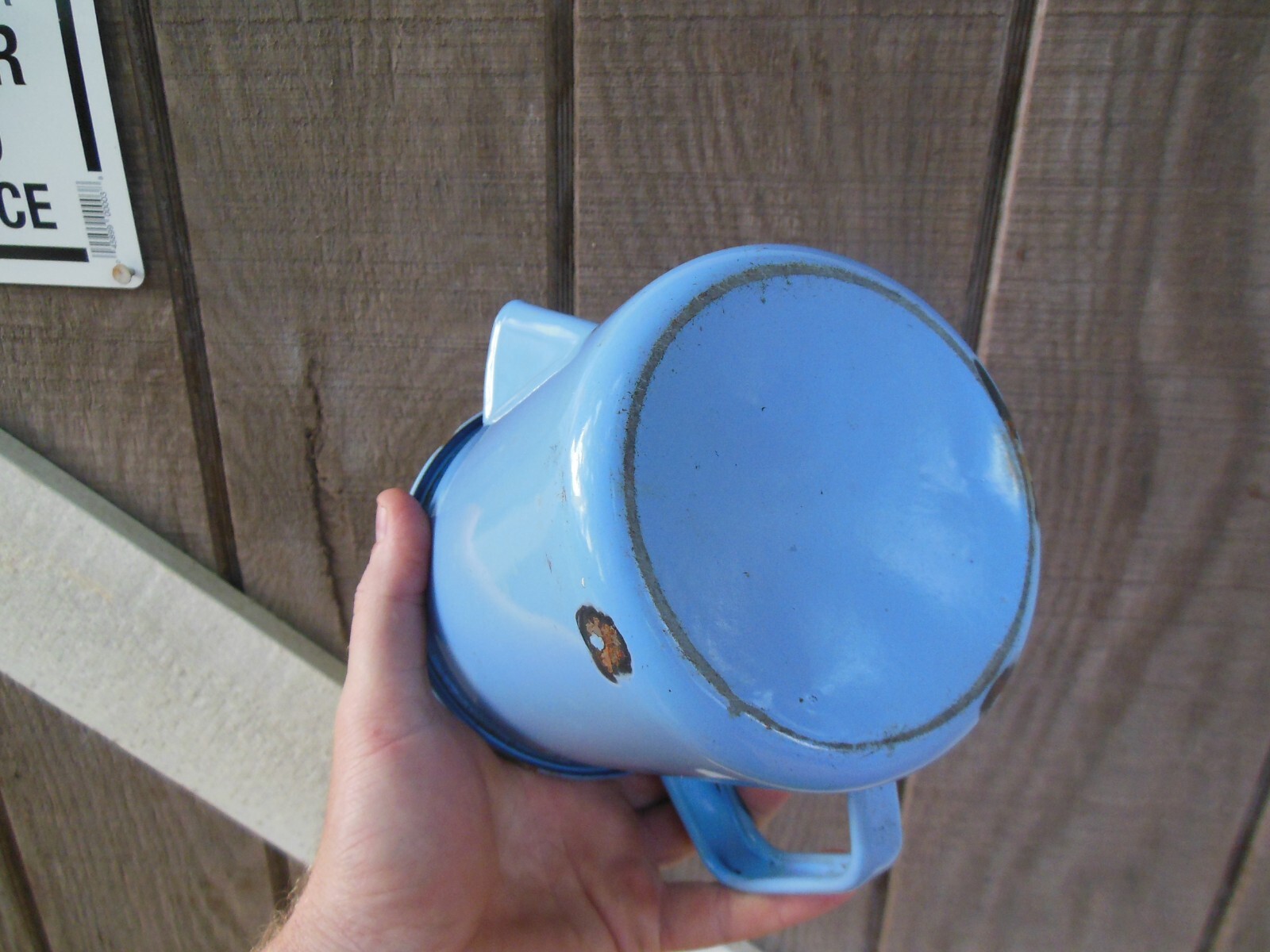 Vintage Percolator Light Blue Graniteware Metal Coffee Maker