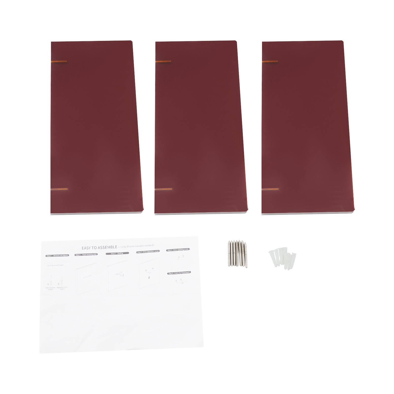 3pcs Brown Acrylic Floating Shelves Wall Mounted Shelf Floating Shelf Organizer