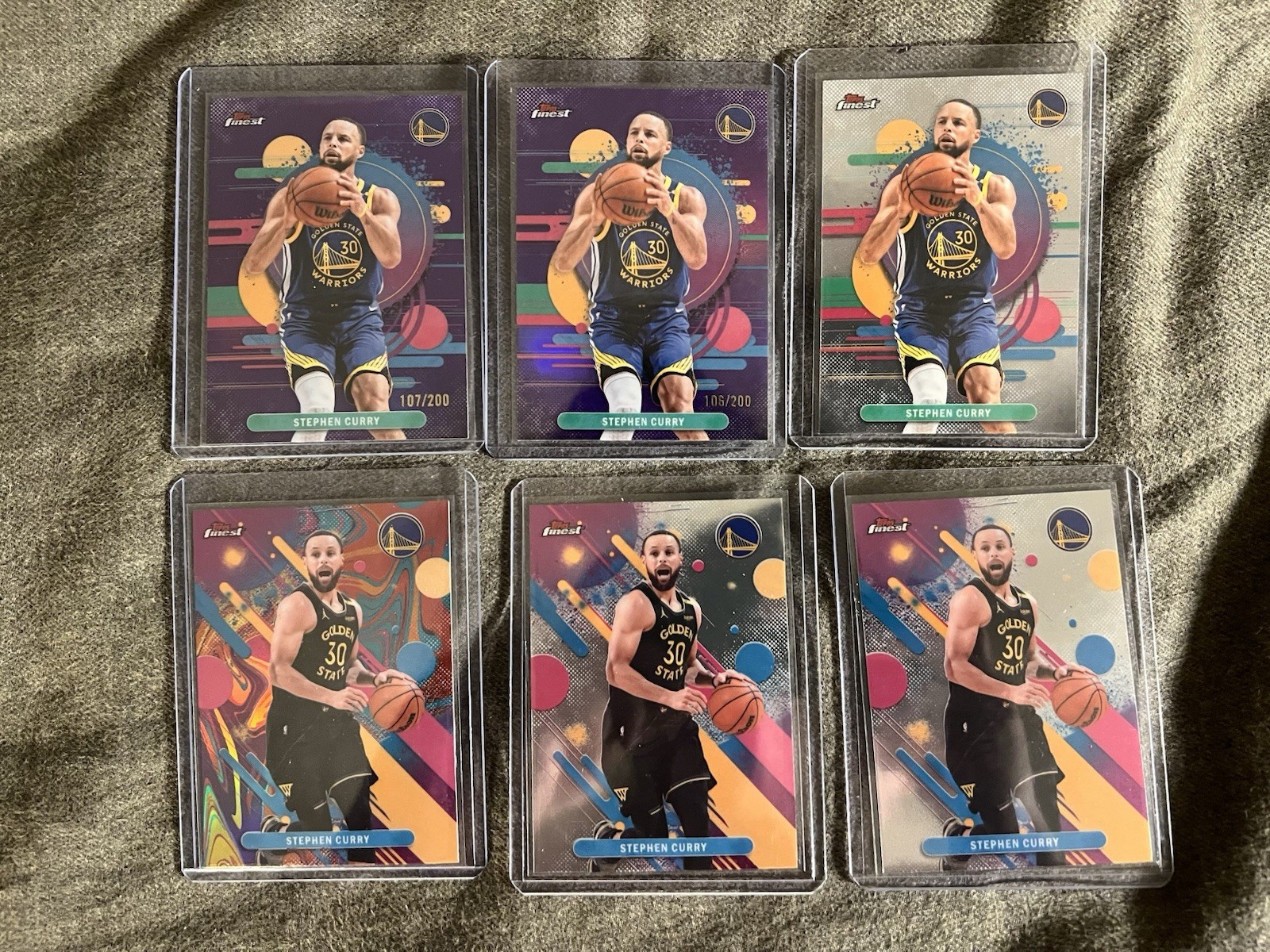 2025-26 Topps Finest Stephen Curry Purple Refractor /200 + Oil Spill Lot x6