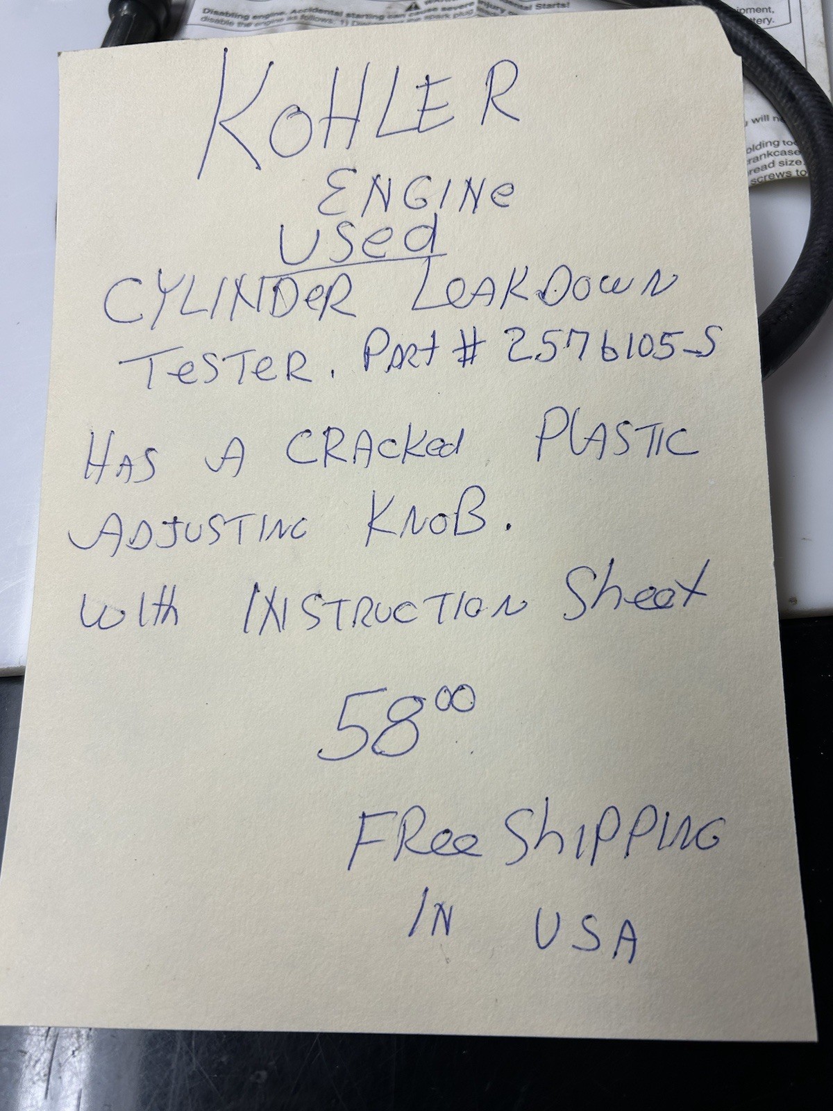 Kohler Engine Leak Down Tester #2576105–s