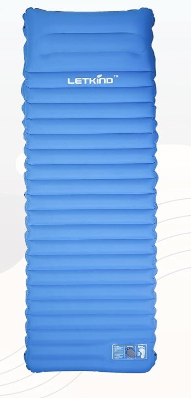 Letkind Inflatable Sleeping Pad with Foot Pump 2 Pack Sleeps 2 blue 79 x 29.5