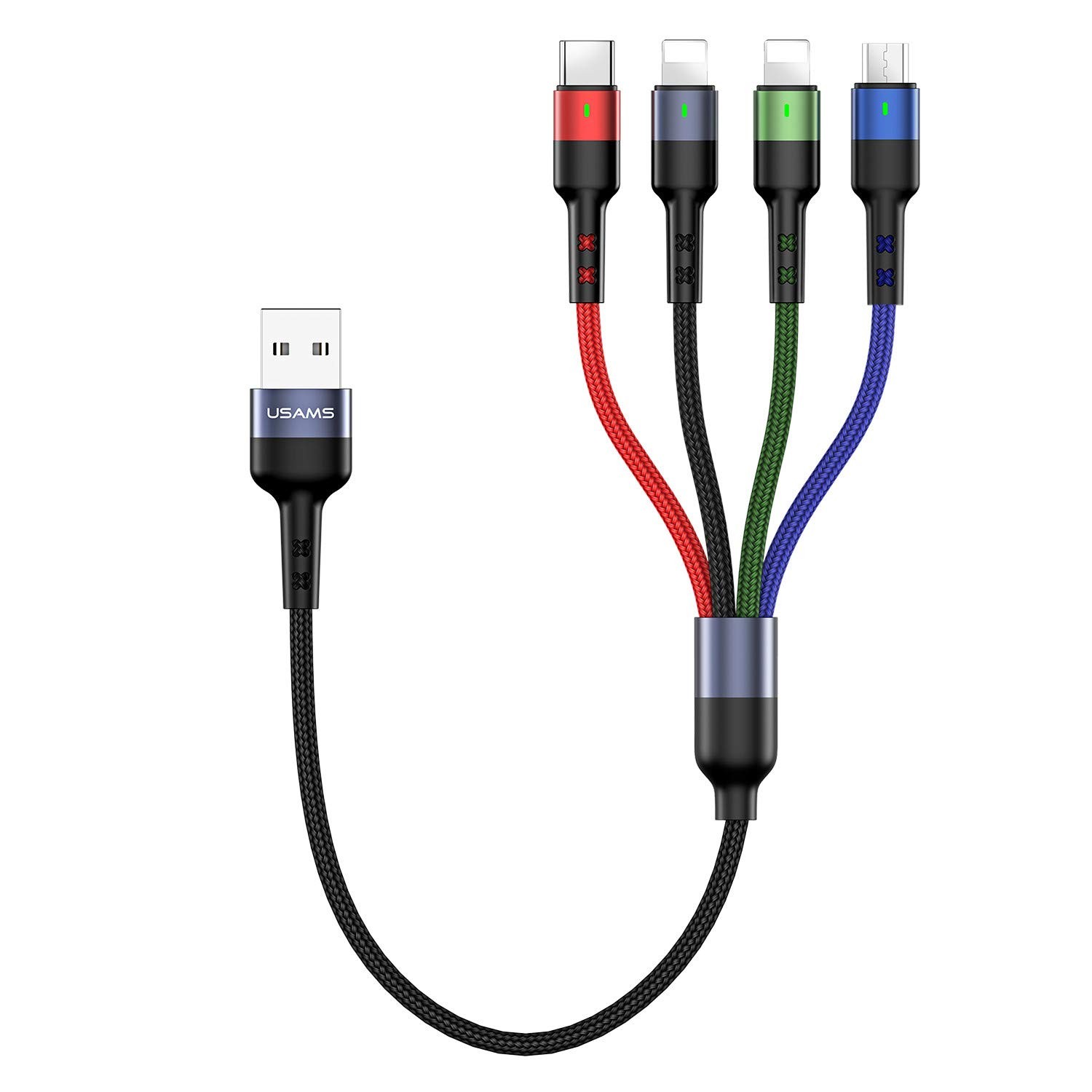 2Pack Multi Charging Cable Nylon Braided Short 1FT 4 in 1 USB Charge Cord wit...