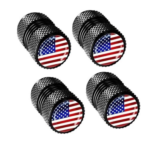 4 Pcs Black Metal Car Wheel Tire Valve Stem Cover,Auto Valve Stem Caps LTQM-003