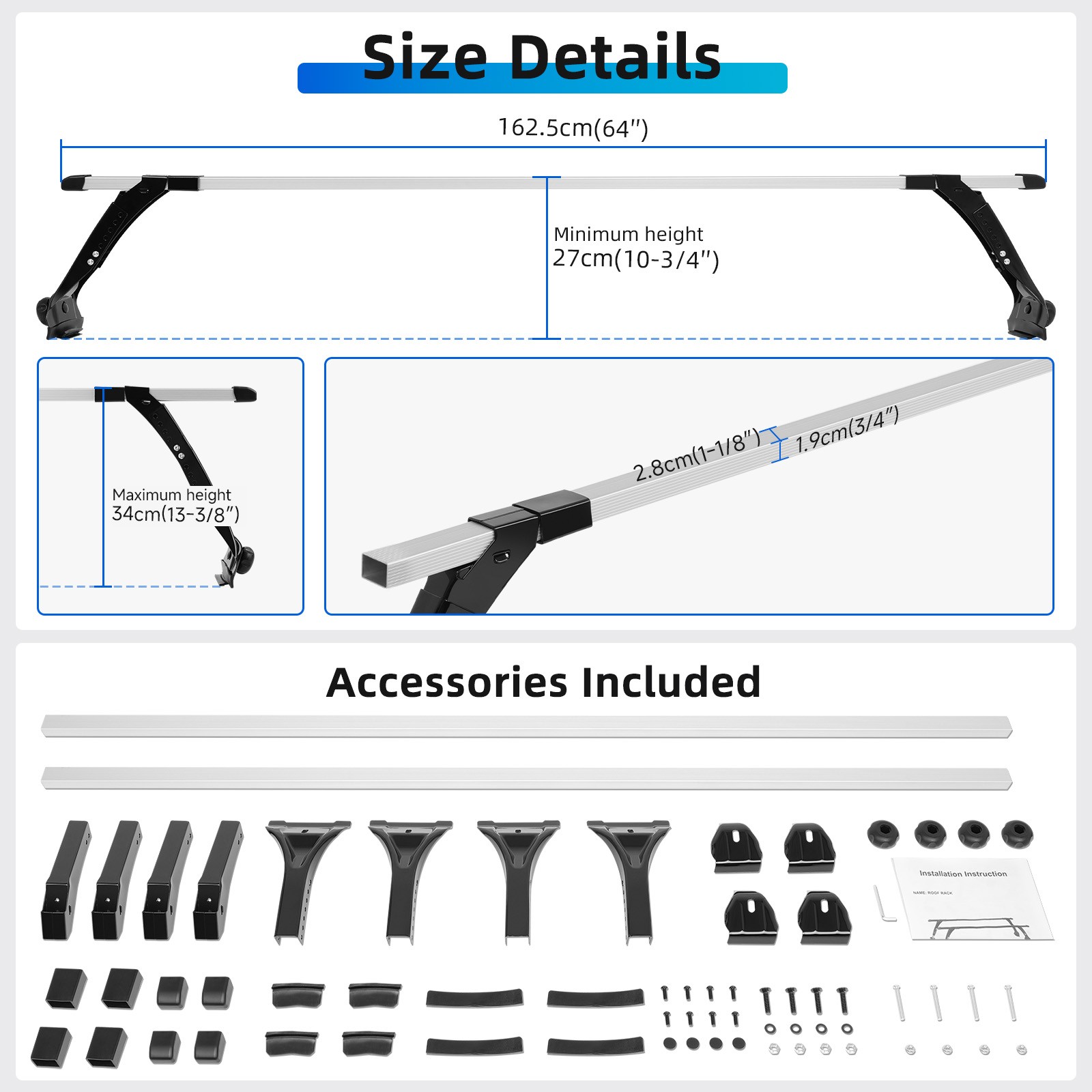 For Jeep Wrangler Van Top Roof Rack Cross Bar Adjustable Cargo Carriers Luggage