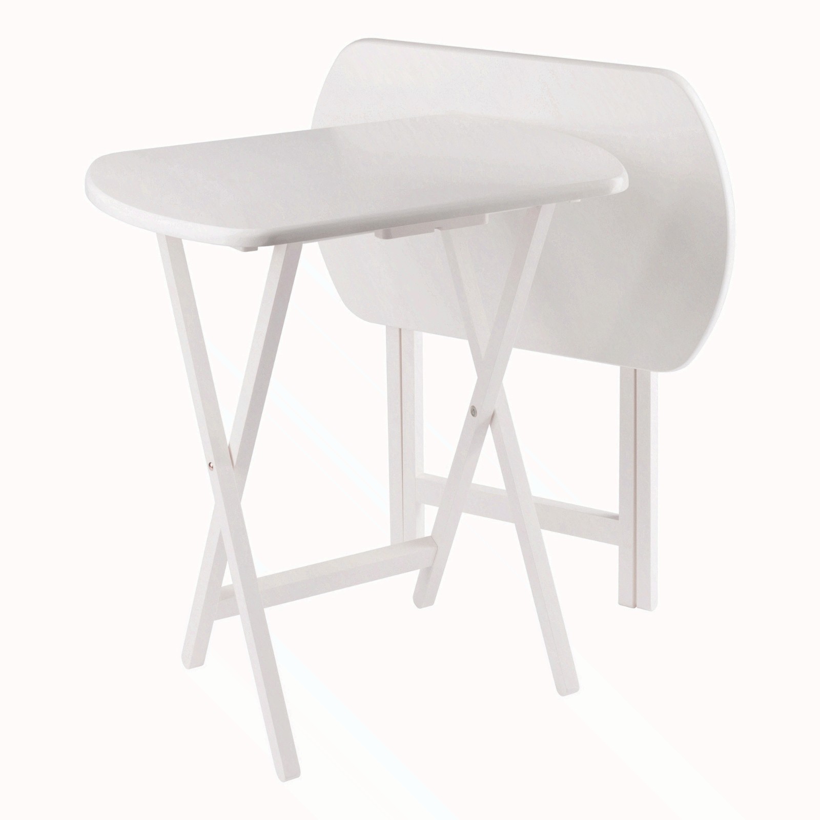 2-Pc Oversized Snack Tables, White Finish, Elegant, Dual Functionality