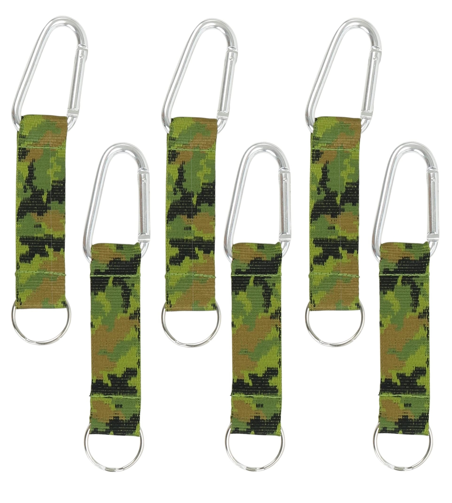Carabiner Keychain with Strap Camo 6-Pack