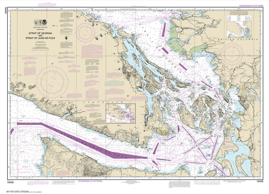 NOAA 18400 Strait of Georgia/San Juan Islands/Strait of Juan de Fuca Paper Chart
