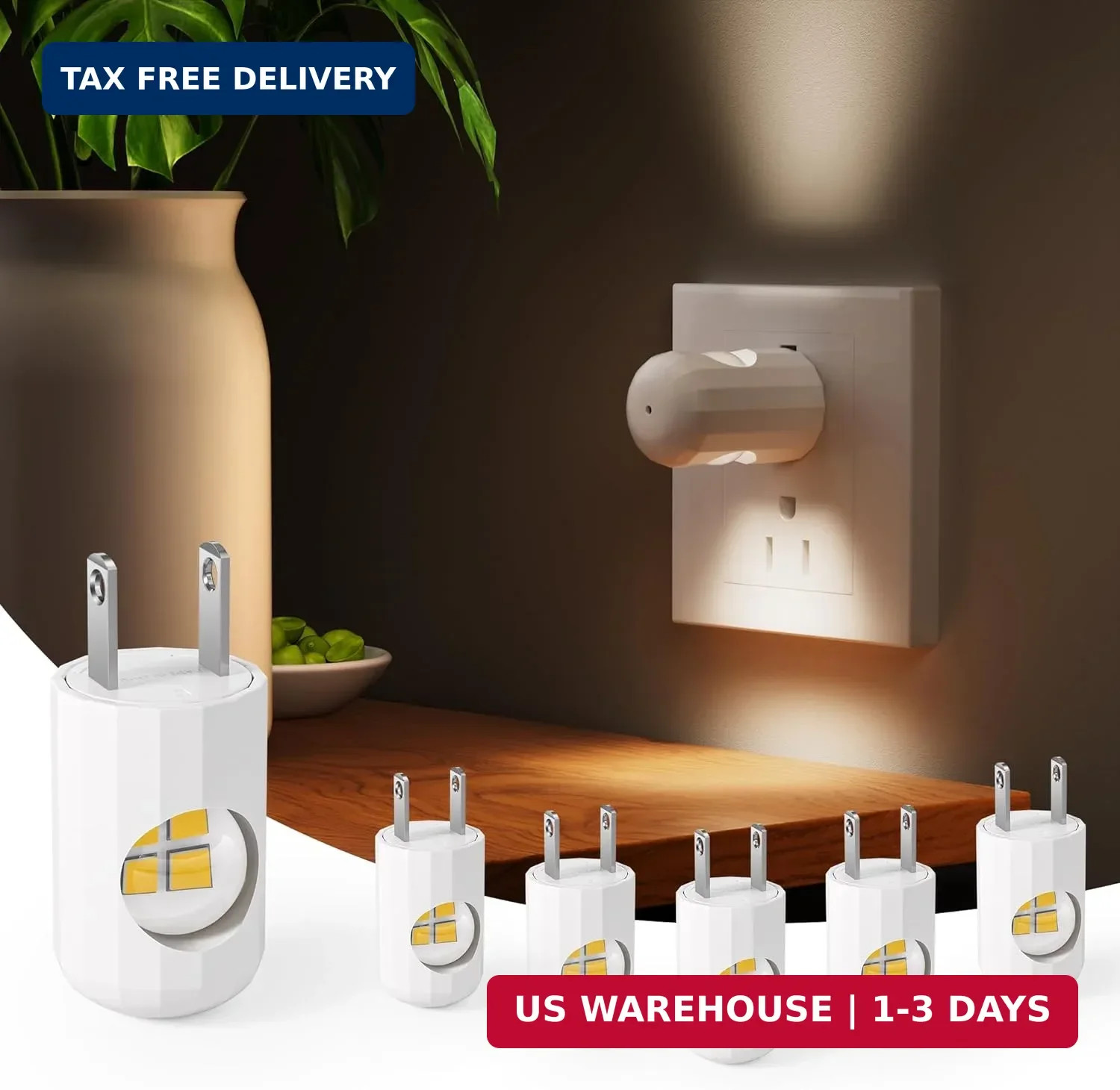 LED Night Light Plug In Dusk to Dawn Soft White Wall Outlet 6 Pack