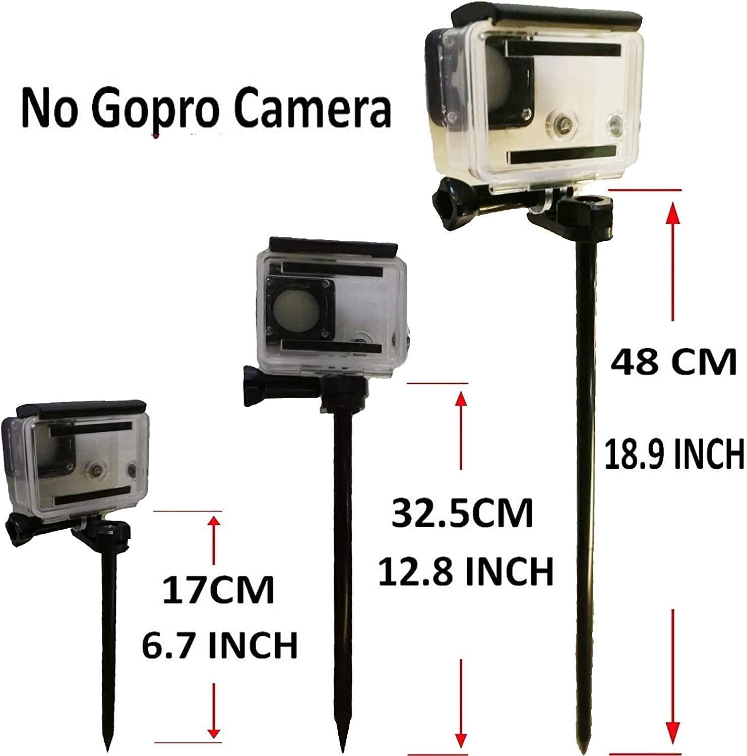 Camera Ground Stake Spike Tripod Mount with 1/4-20 Ball Head Adjustable
