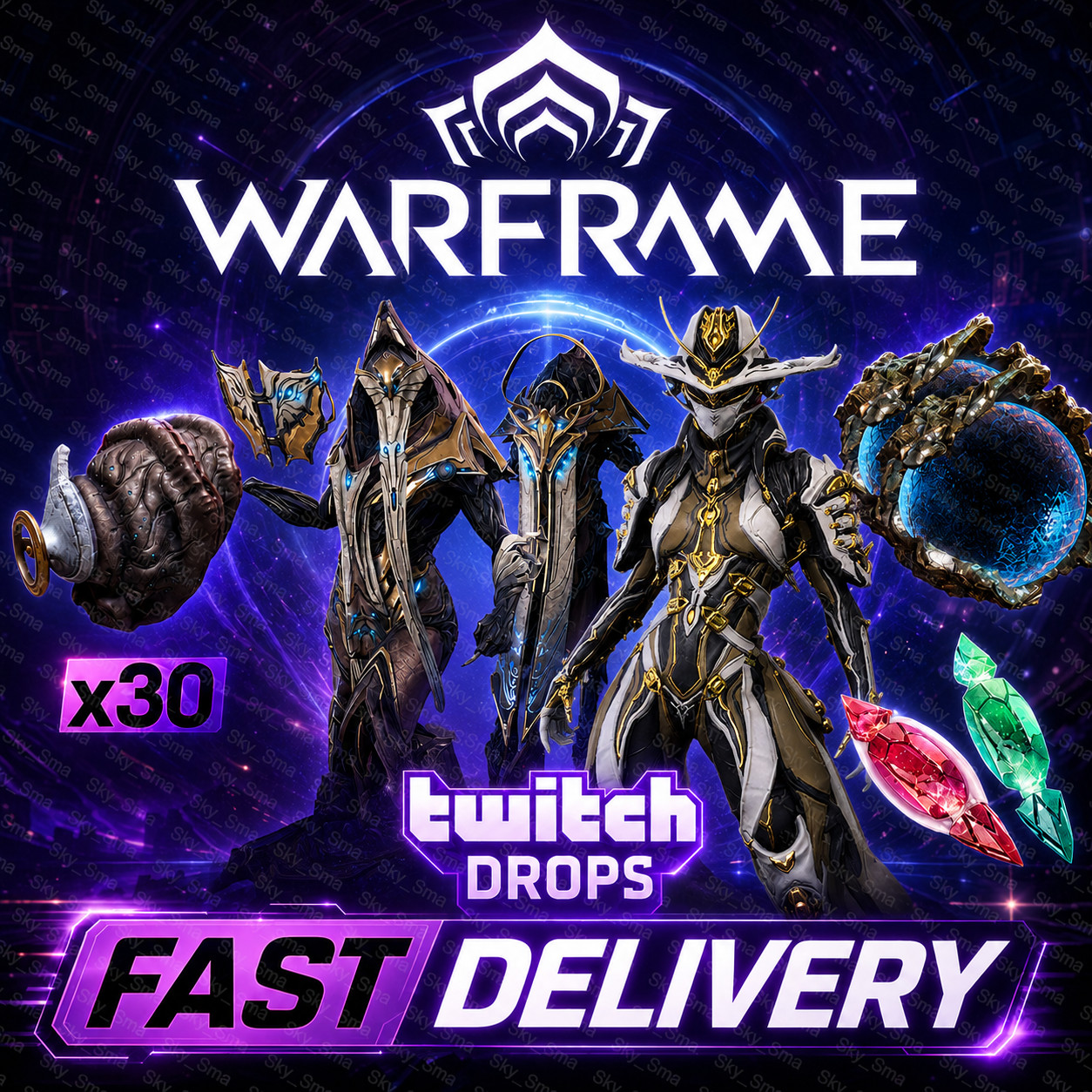 Warframe Twitch Drops - Dante + Mesa Prime + Haalvu + 2 Archon Shards - 66 Items