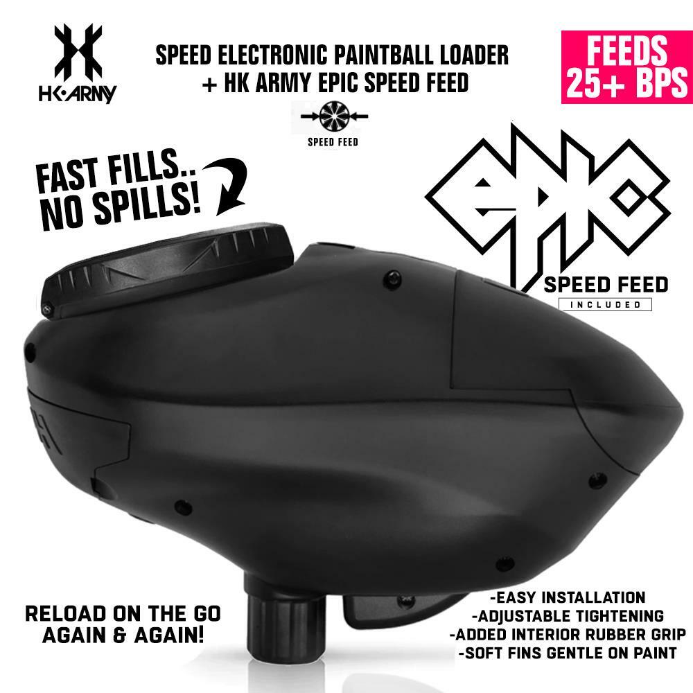 HK Army Speed Electronic Paintball Loader with Epic Speed Feed - Sapphire