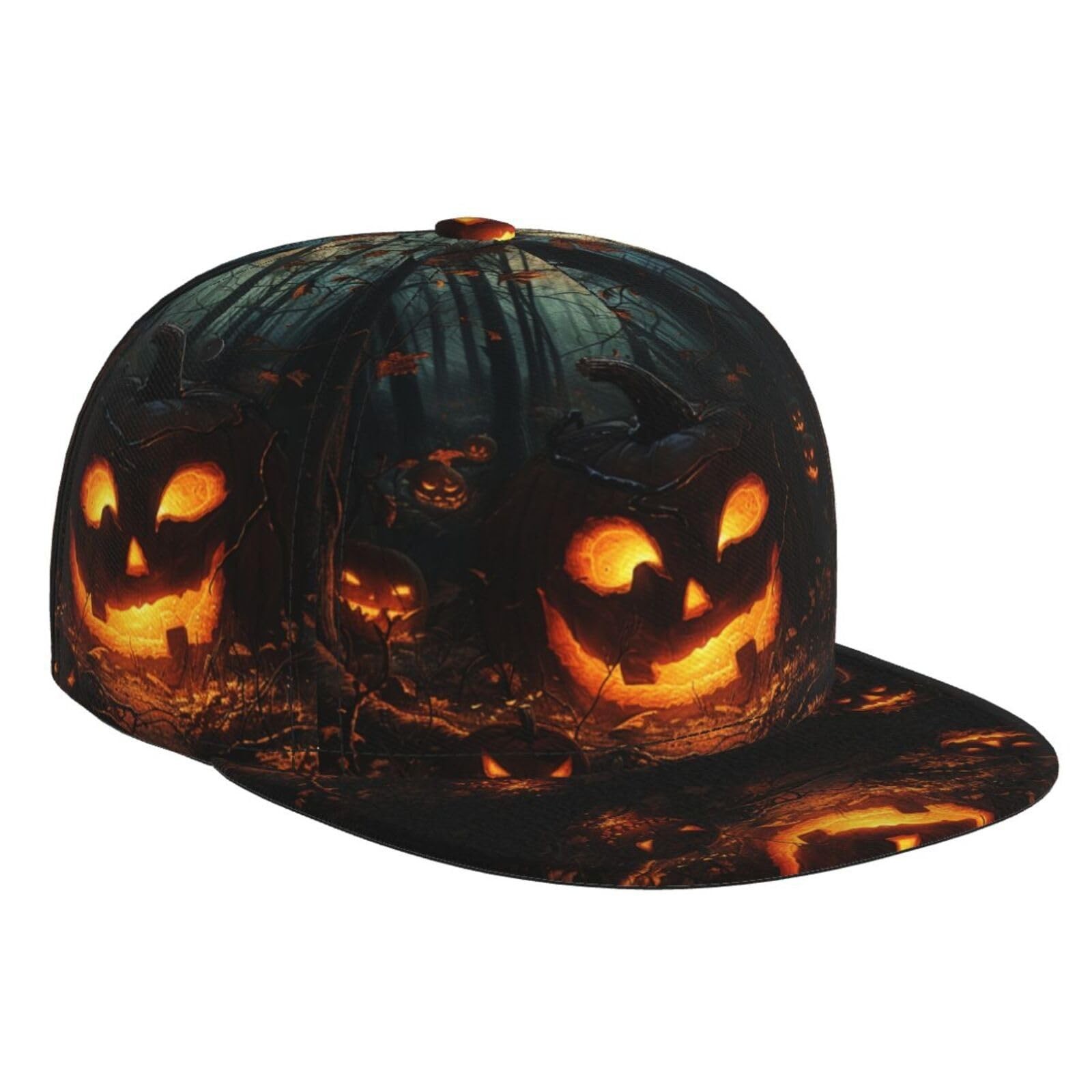Halloween Pumpkins Snapback Hats for Men Women, Hip Hop Style Baseball Cap Fl...
