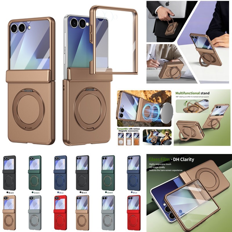 For Samsung Galaxy Z Flip 7 FE 6 5 Case 360° Ring Stand Shockproof Screen Cover