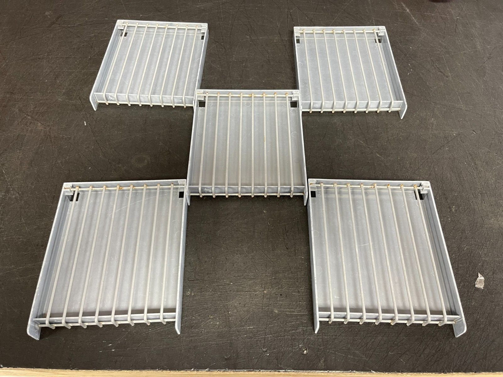 Lot of 5 Plastic Drip Crumb Trays with Wire Grates