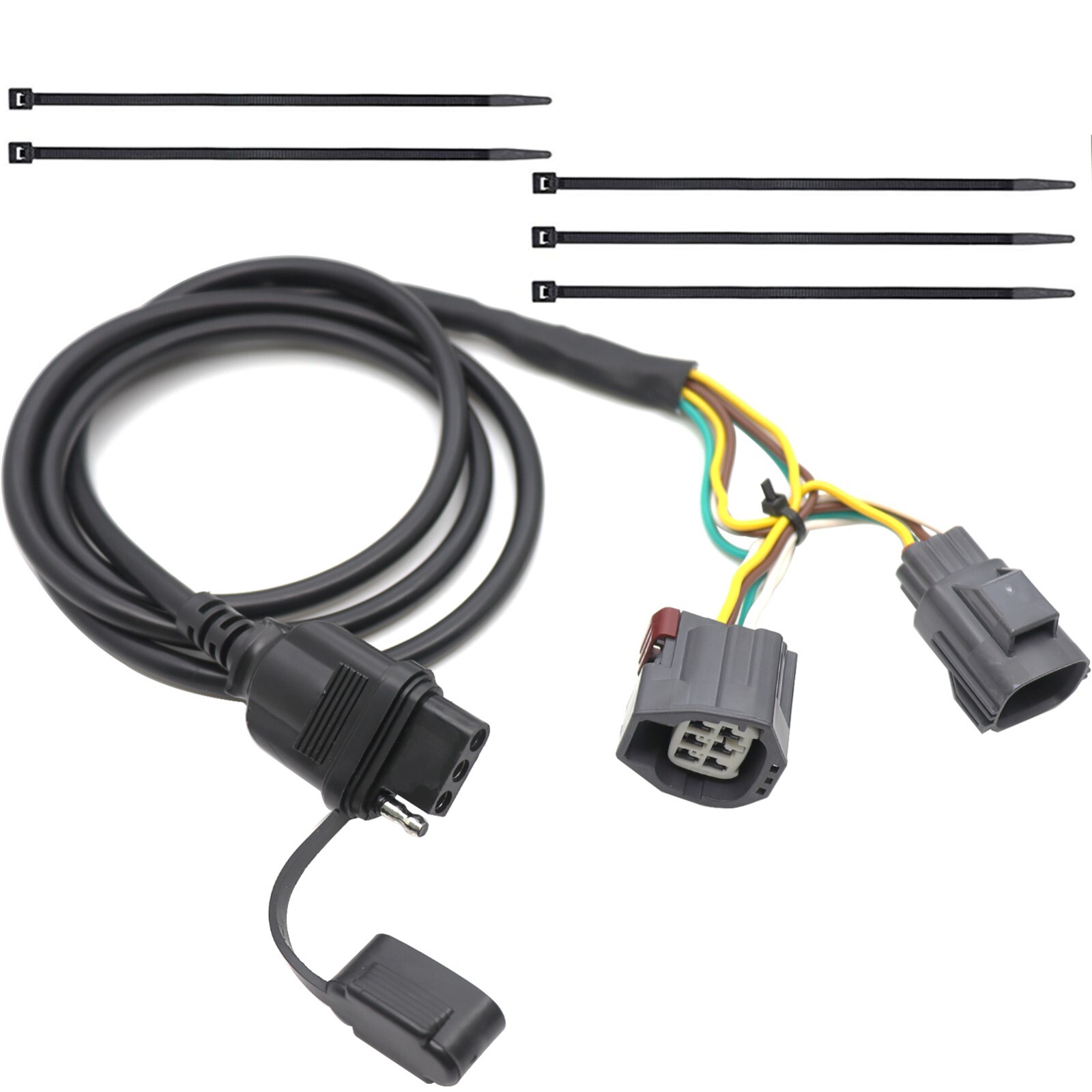 Custom 4 Way Flat Trailer Wiring Harness for 2007-2018 Jeep JK Wrangler 69Inch