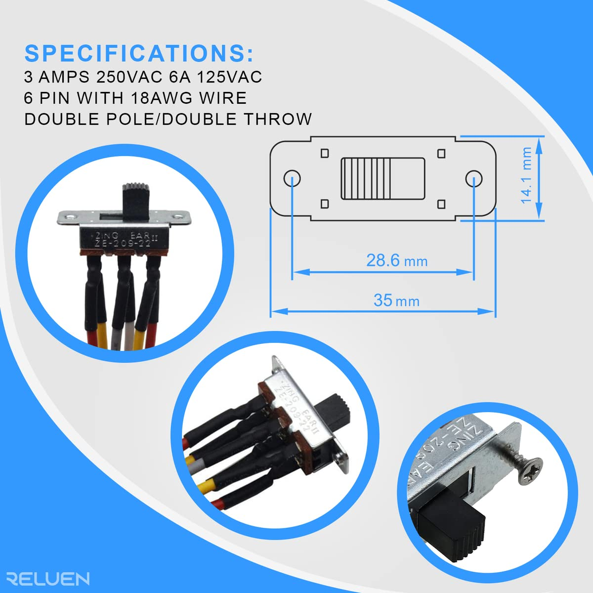 Ceiling Fan Reverse Direction Slide Switch 6 Pin Ze-209-22 Sl13B Well