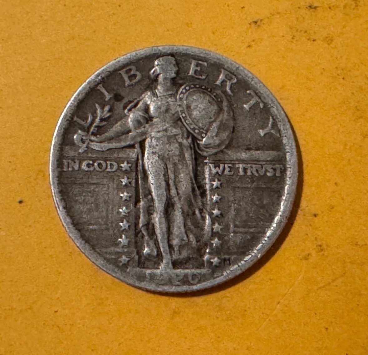 1920 P standing liberty quarter, very weak date