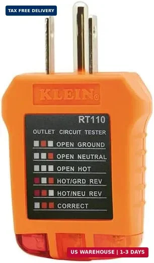 Klein Tools RT110 Outlet Tester, AC Electrical Receptacle Tester for North Ameri