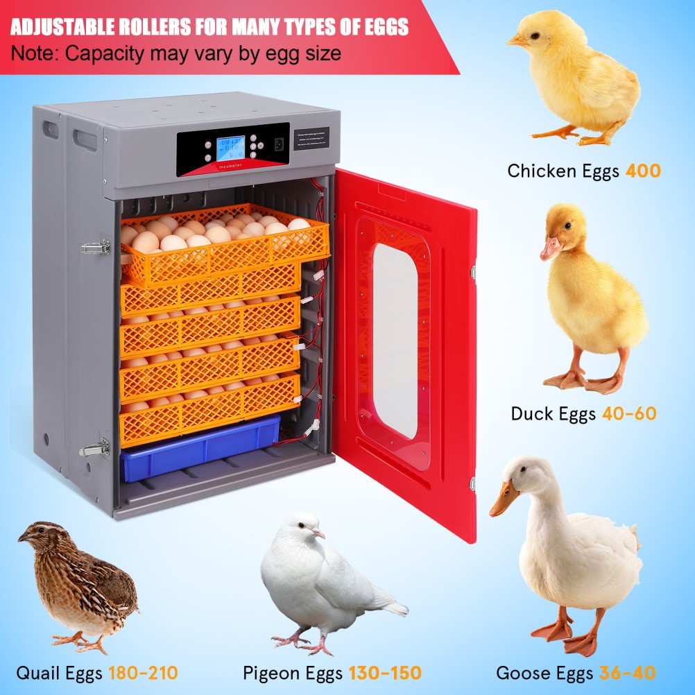 400 Egg Incubator Automatic Poultry Hatcher Auto Turning Temp & Humidity Control