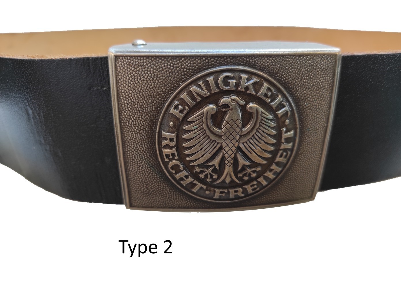 Typ B Vintage German army black leather belt Bundeswehr military insignia buckle